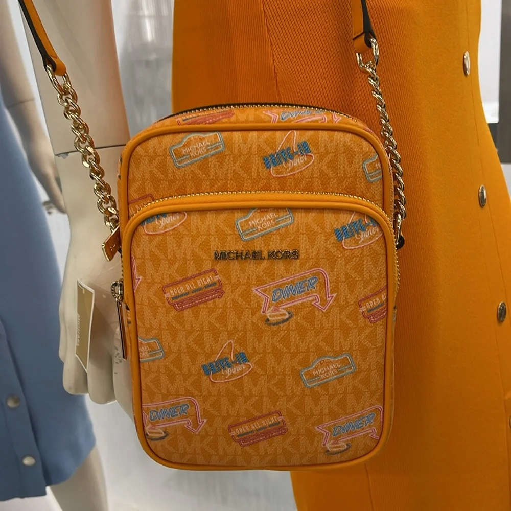 MICHAEL KORS Jet Set Md Printed Signature Logo Crossbody NS CHAIN XBODY Flight - Picture 16 of 16